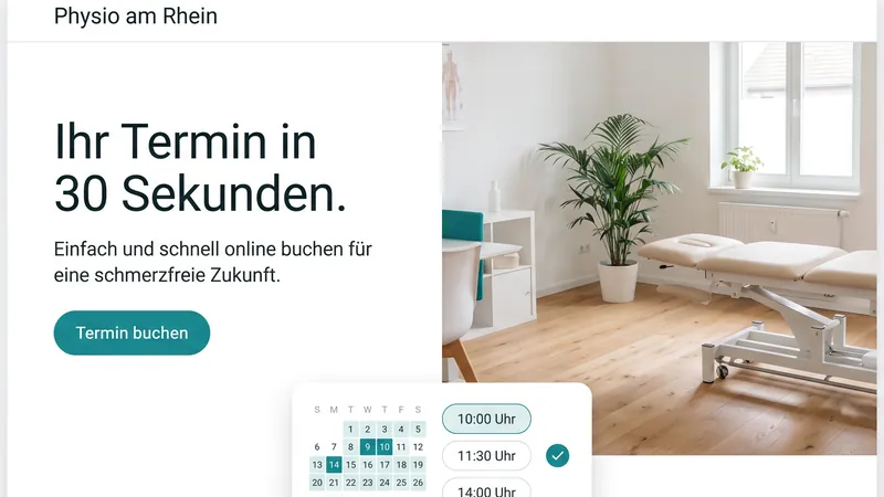 Website-Vorschau: Praxis & Buchung, Terminsystem