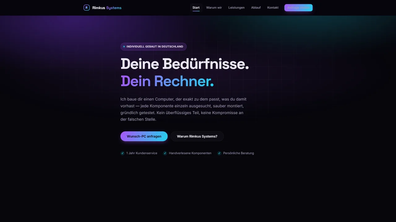 Website-Vorschau: Rimkus Systems, Individuelle Rechner